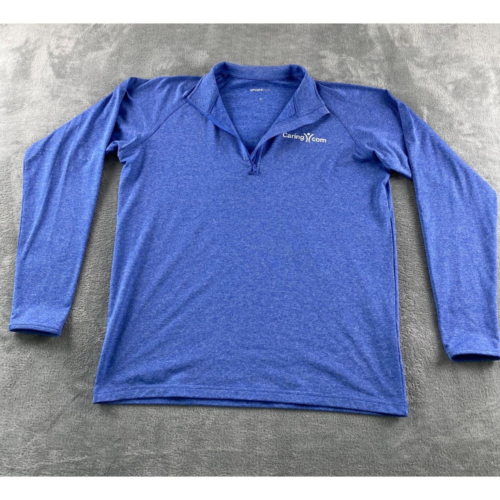 Sport-Tek Mens Quarter Zip Pullover Blue Heather Caring.com Logo Size M Raglan